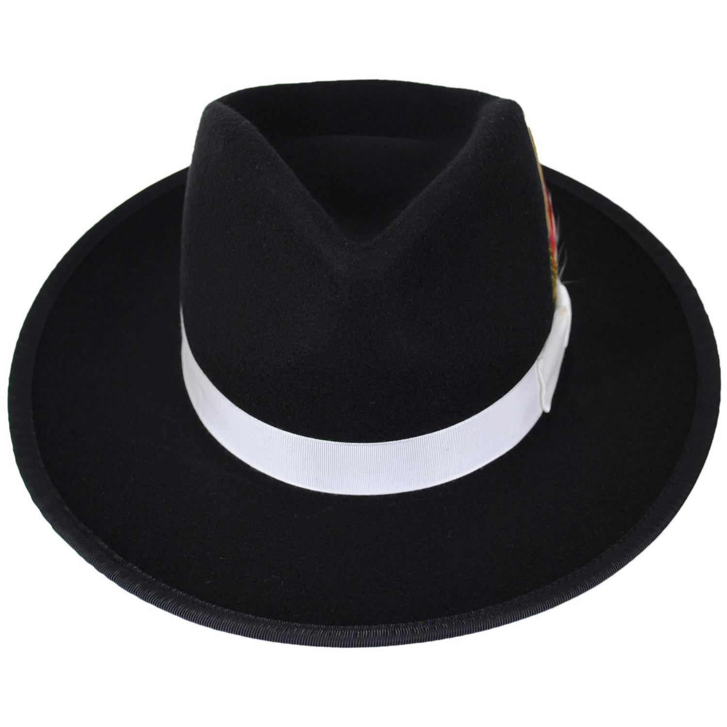 Jaxon Hats | Made in the USA - Classics Zoot Wool Felt Fedora Hat | 131300 | front | BLACK