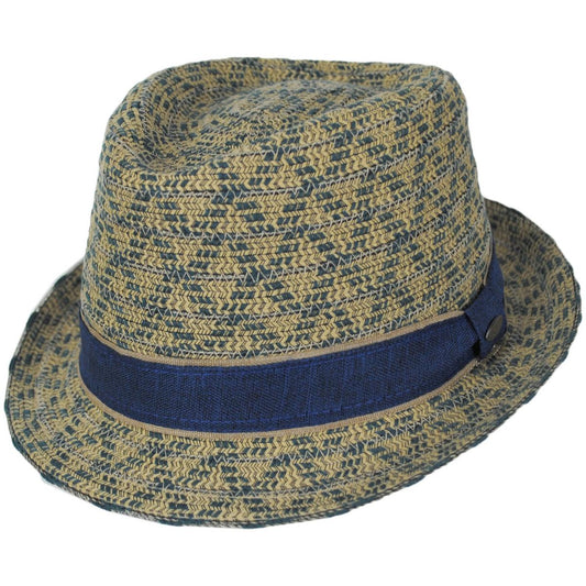 Scala | Zane Poly Cotton Braid Fedora Hat | 126075 | lead | BLUE