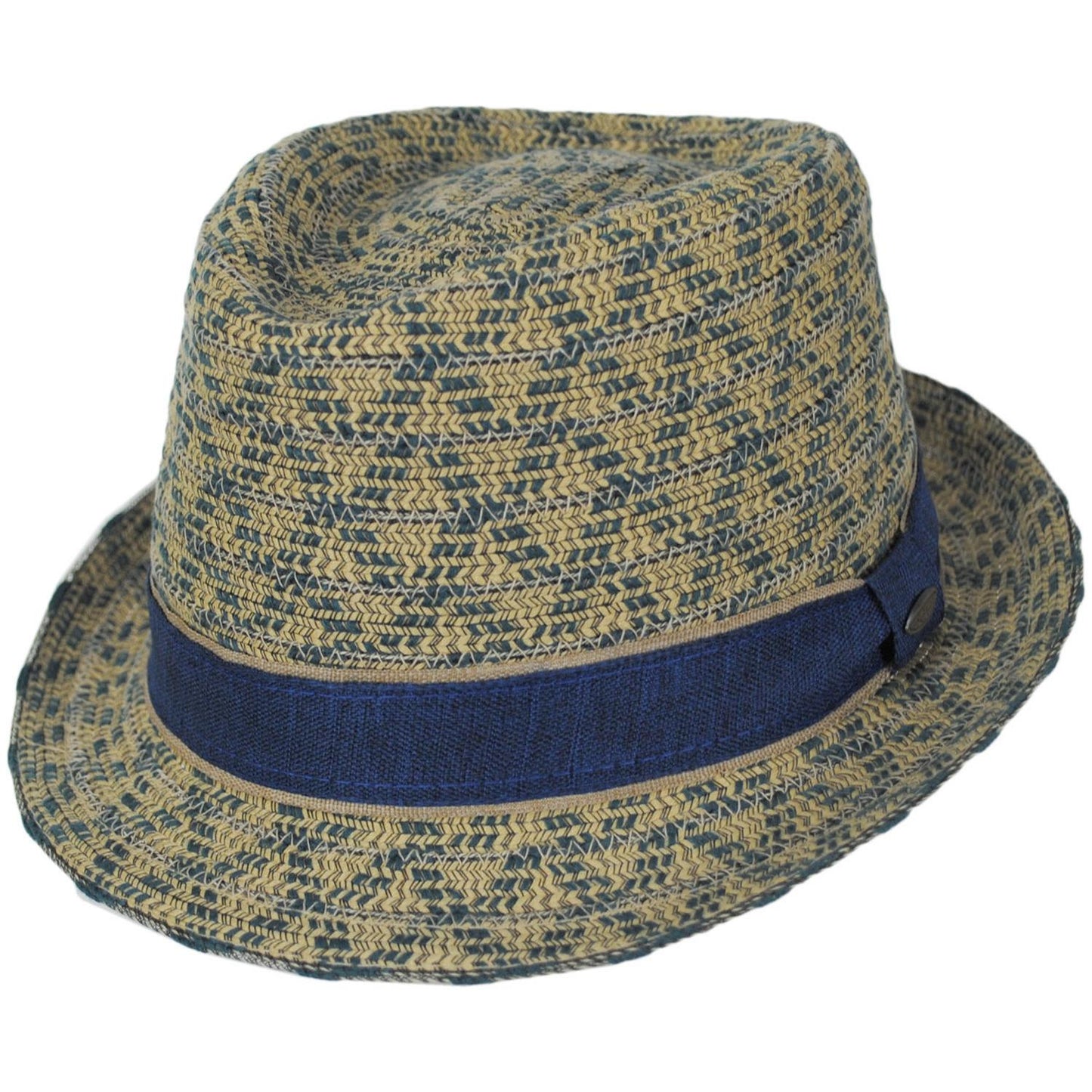 Scala | Zane Poly Cotton Braid Fedora Hat | 126075 | lead | BLUE