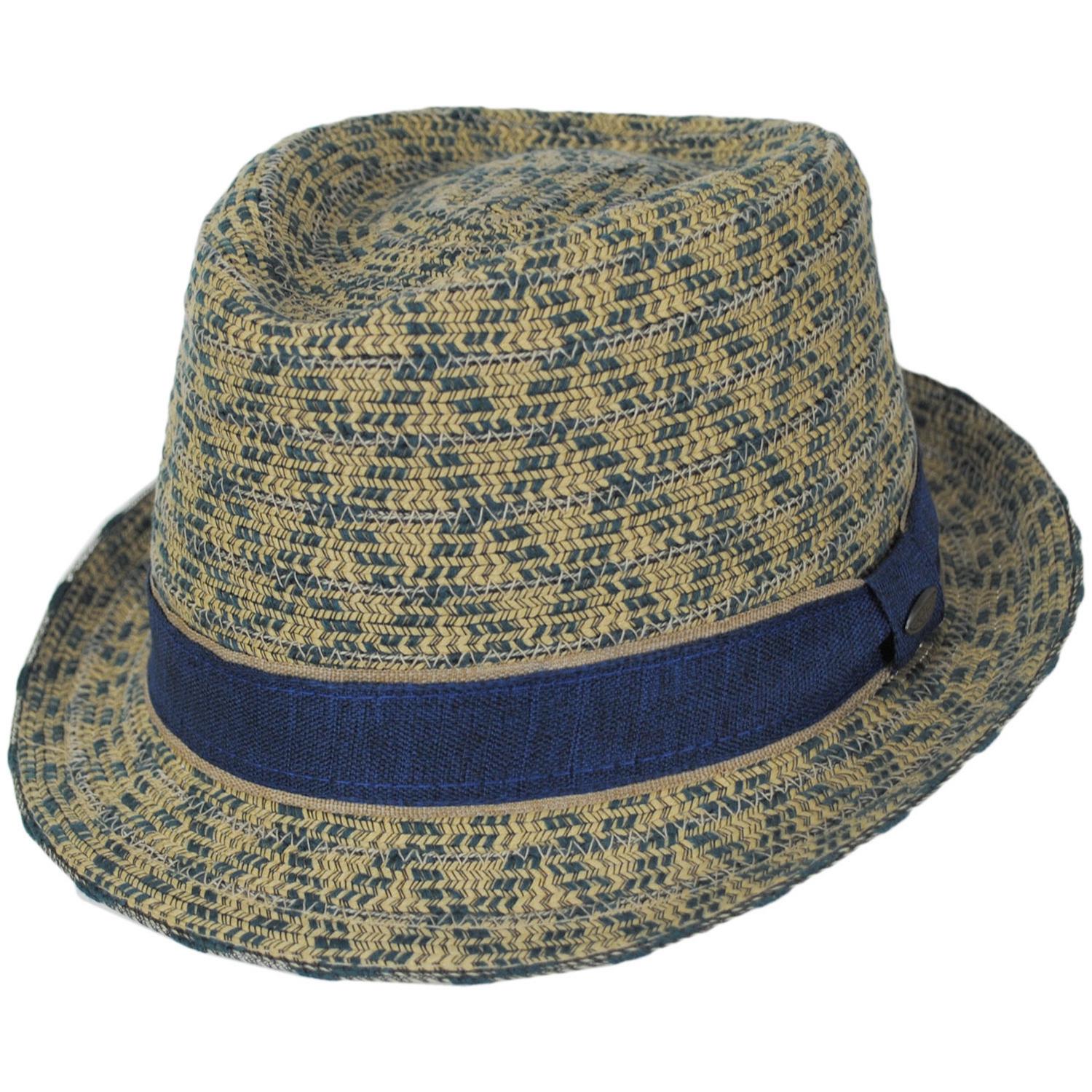Scala | Zane Poly Cotton Braid Fedora Hat | 126075 | lead | BLUE