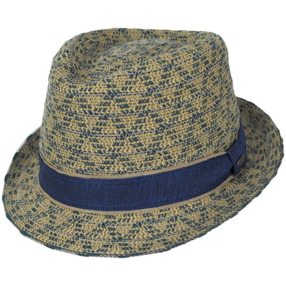 Scala | Zane Poly Cotton Braid Fedora Hat | 126075 | lead | BLUE