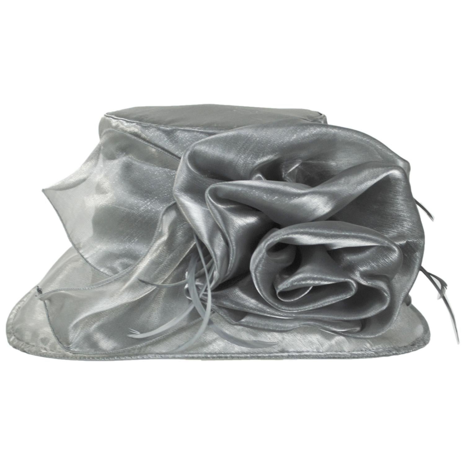 Sophia | Grand Rose Organza Dress Hat | 122963 | profile | GREY