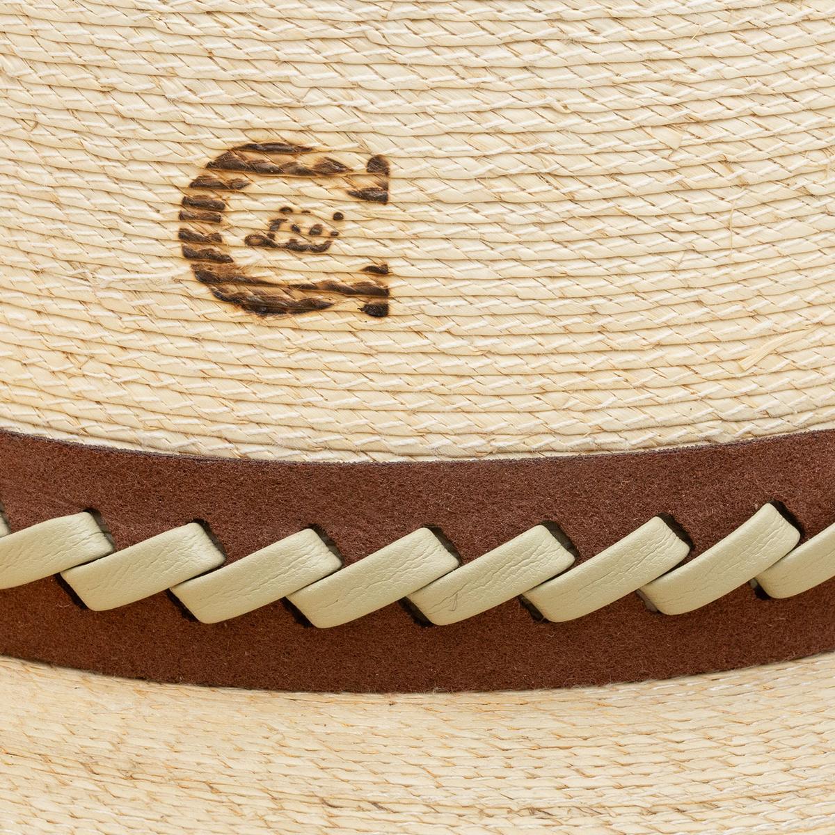 Charlie 1 Horse | Road Runner Palm Straw Outback Hat | 101679 | detailtwo | TOASTED