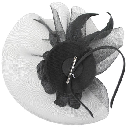 Sophia | Peony and Feathers Fascinator Hat | 122907 | under | BLACK