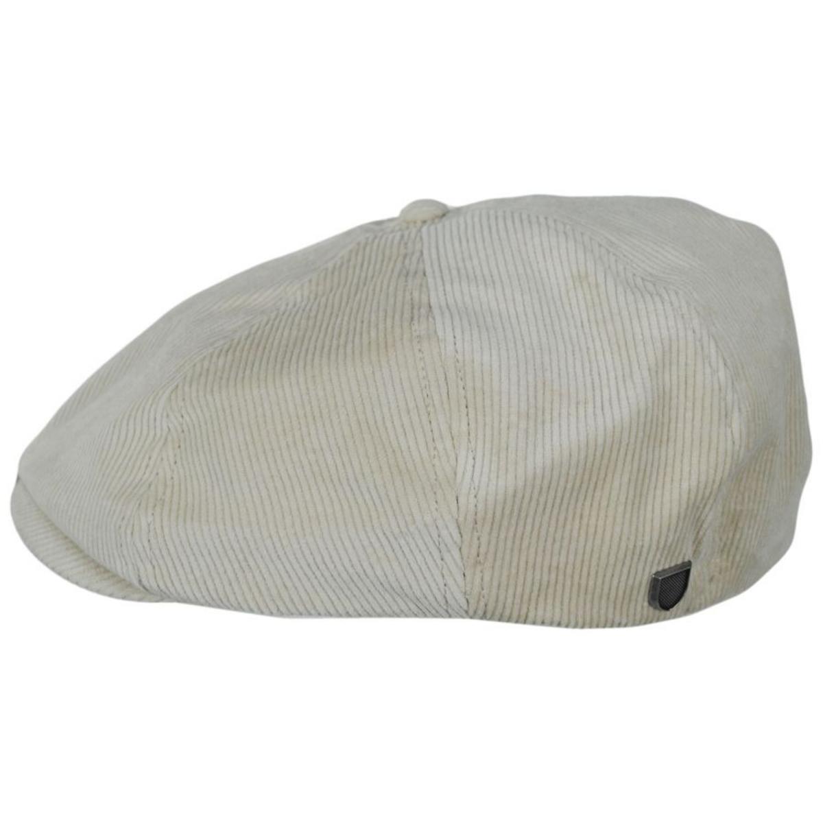 BRIXTON HATS | Brood Cotton Corduroy Newsboy Cap - White Cap | 161531WC | profile | WHITE CAP