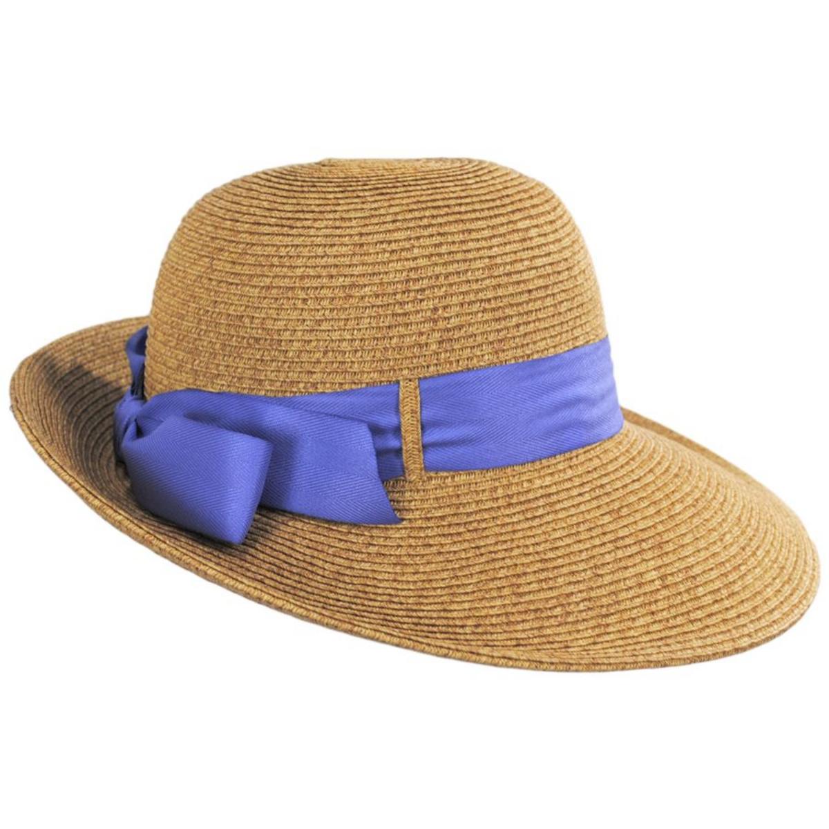 Toucan Collection | Packable Toyo Straw Sun Hat - Made to Order | 104802 | profile | NATURAL/BLUE