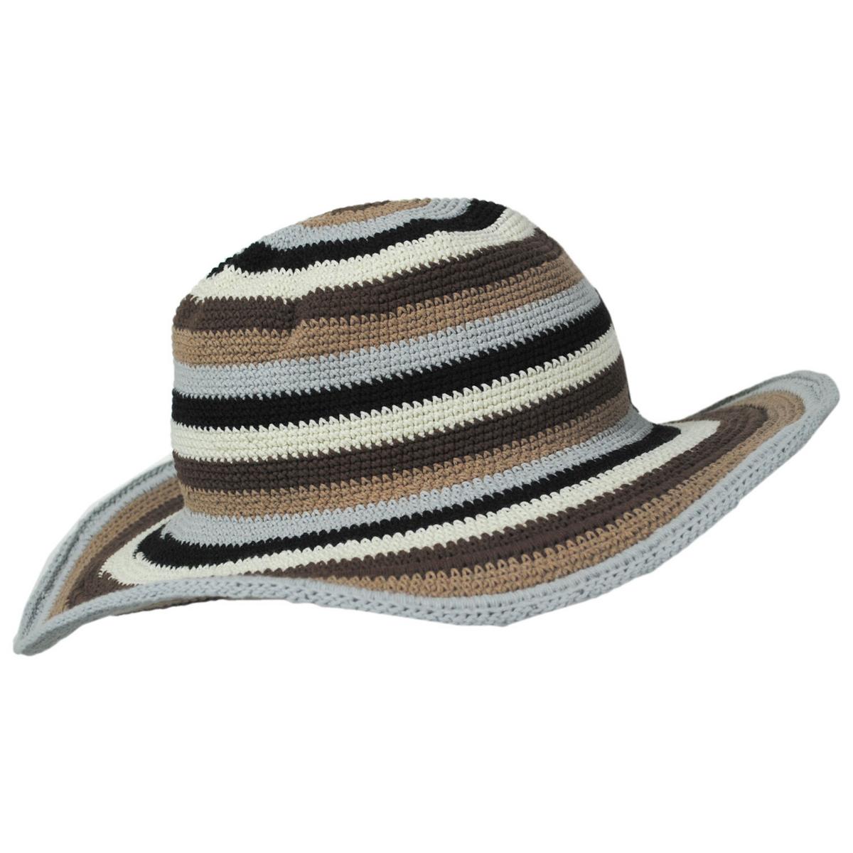San Diego Hat Company | Java Striped Cotton Crochet Sun Hat | 108935 | profile | BLUE STRIPE