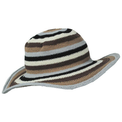San Diego Hat Company | Java Striped Cotton Crochet Sun Hat | 108935 | profile | BLUE STRIPE