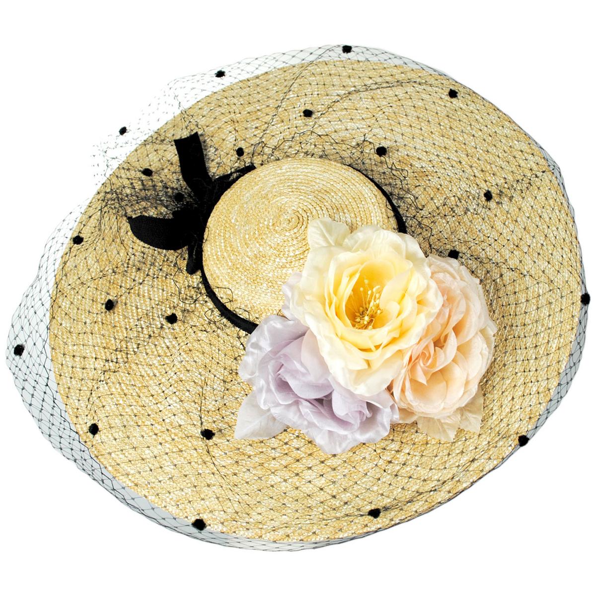 Kathy Jeanne | Rose Trio Milan Straw Cartwheel Dress Hat | 122415 | profile | NATURAL