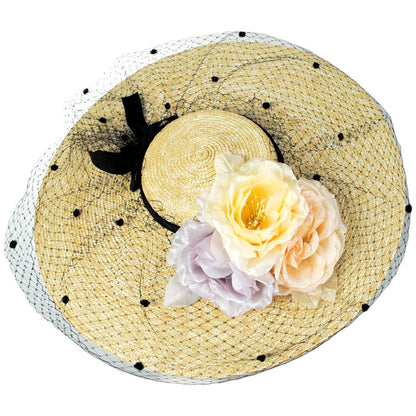 Kathy Jeanne | Rose Trio Milan Straw Cartwheel Dress Hat | 122415 | profile | NATURAL