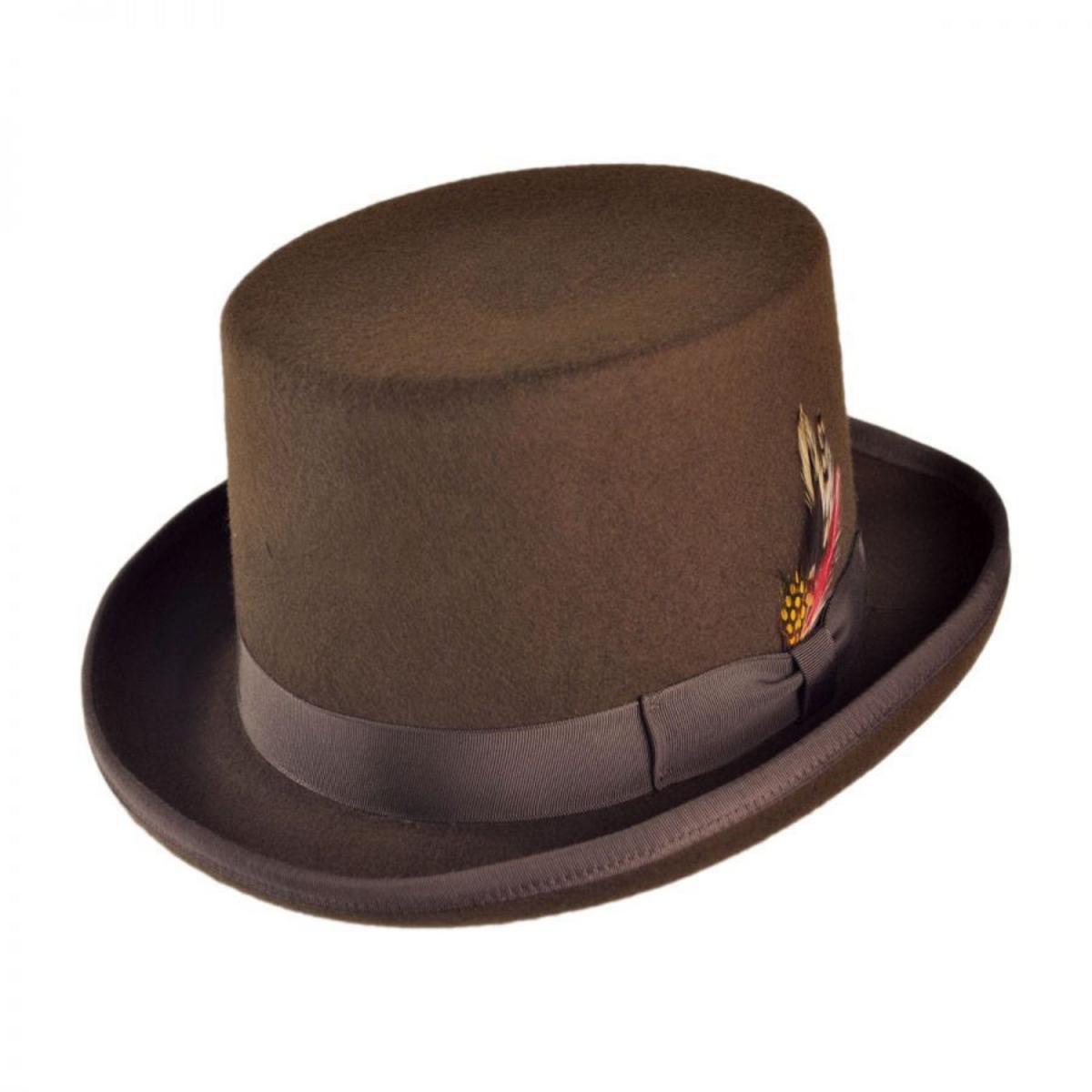 Jaxon Hats | Made in the USA - Classics Wool Felt Top Hat | 191722 | lead | BROWN