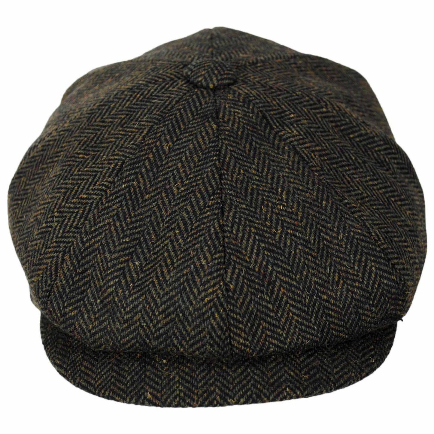 Jaxon Hats | Bird Rock Herringbone Wool Blend Newsboy Cap | 167572 | front | OLIVE GREEN