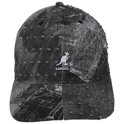 Kangol | Denim Mashup Strapback Baseball Cap Dad Hat | 201132 | front | BLACK TROMPE LOEIL
