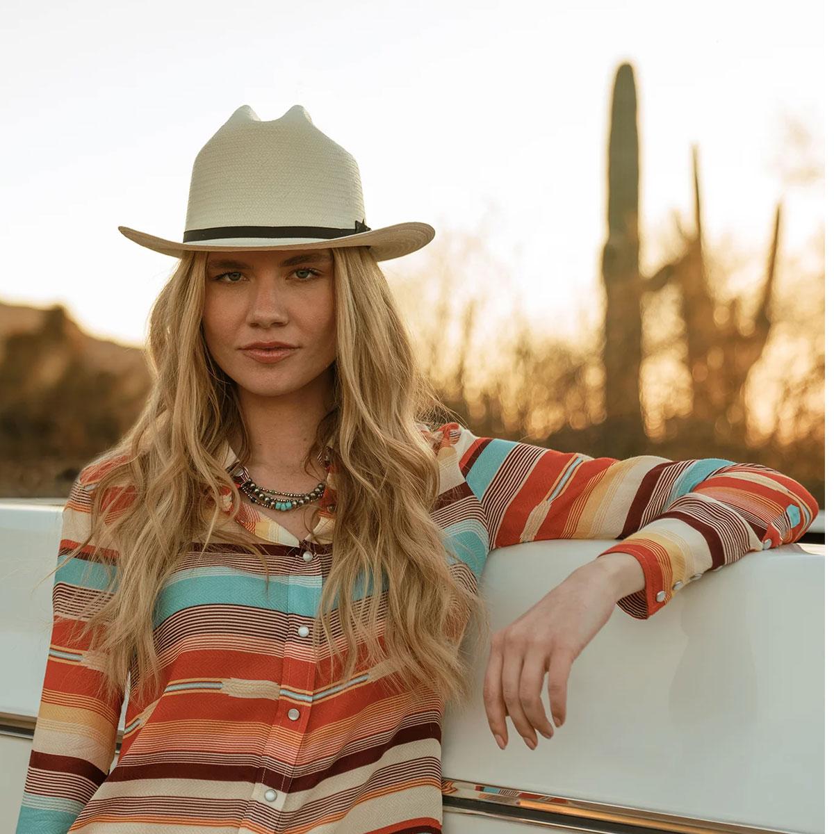 Stetson | Open Road 6X Shantung Straw Western Hat | 126998 | lsftwo | NATURAL