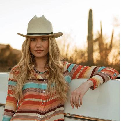 Stetson | Open Road 6X Shantung Straw Western Hat | 126998 | lsftwo | NATURAL