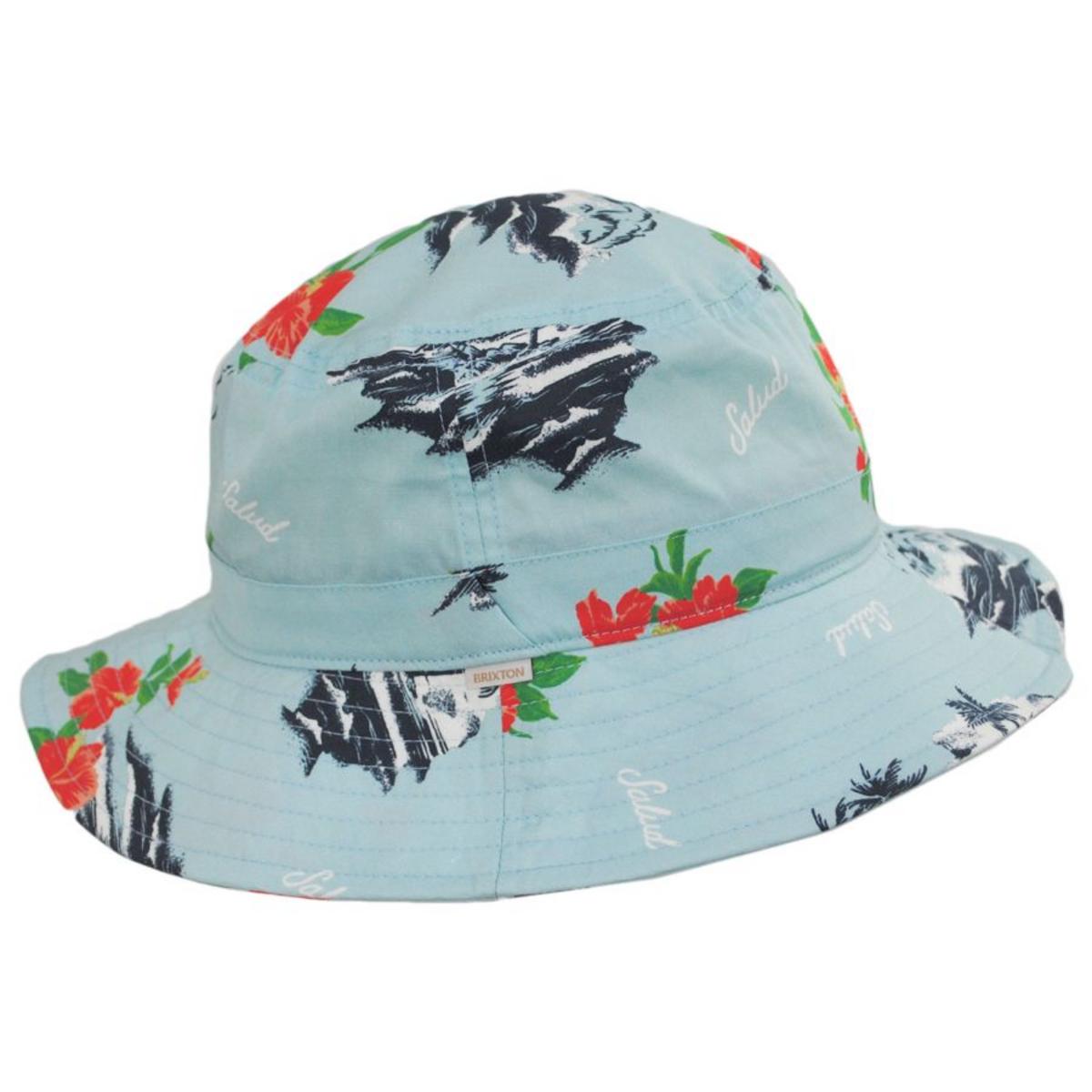 BRIXTON HATS | Petra Luau Print Packable Bucket Hat | 185547 | profile | CANAL BLUE