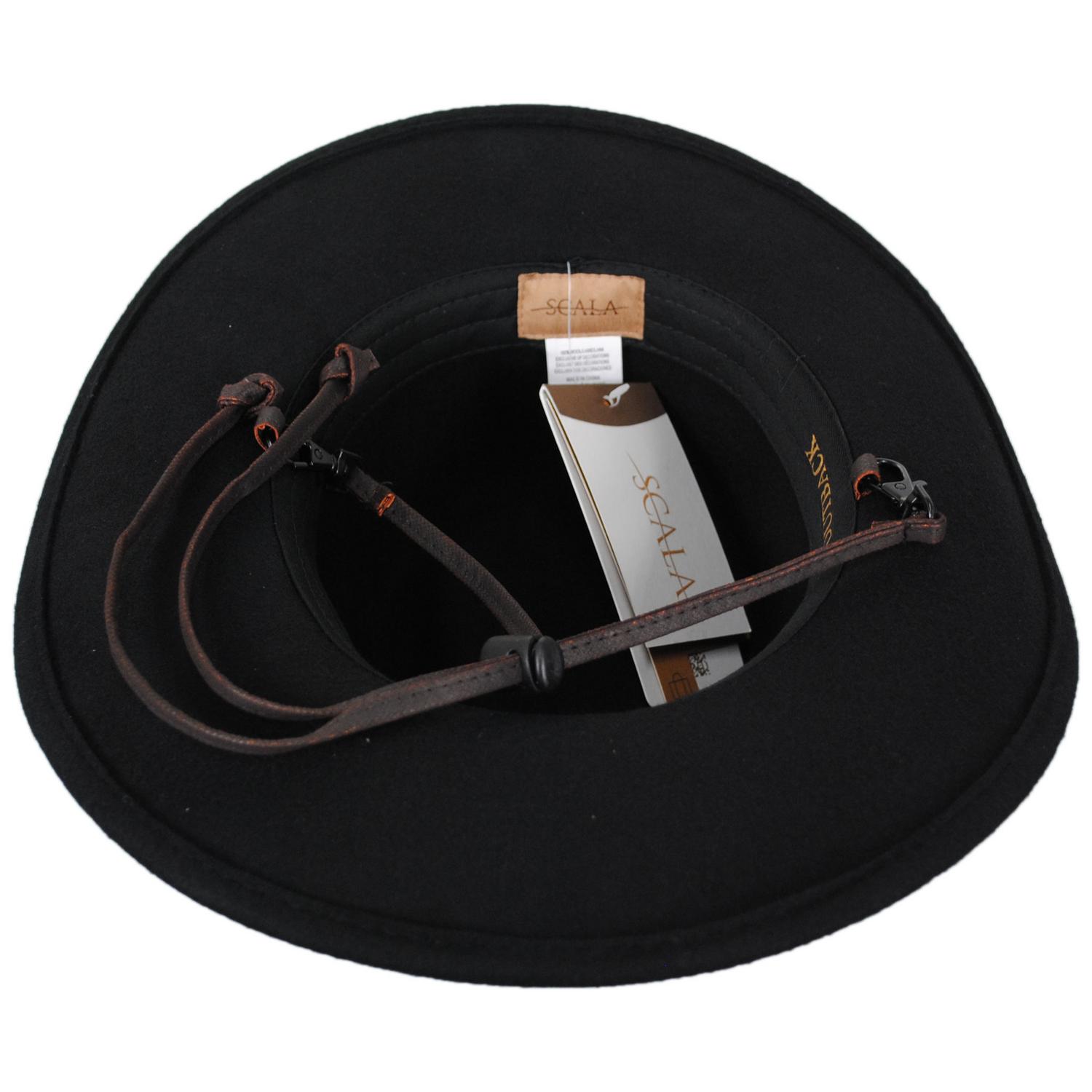 Scala | Stampede Wool Crushable Outback Hat | 130478 | under | BLACK