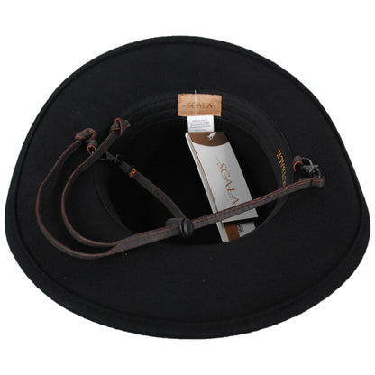 Scala | Stampede Wool Crushable Outback Hat | 130478 | under | BLACK