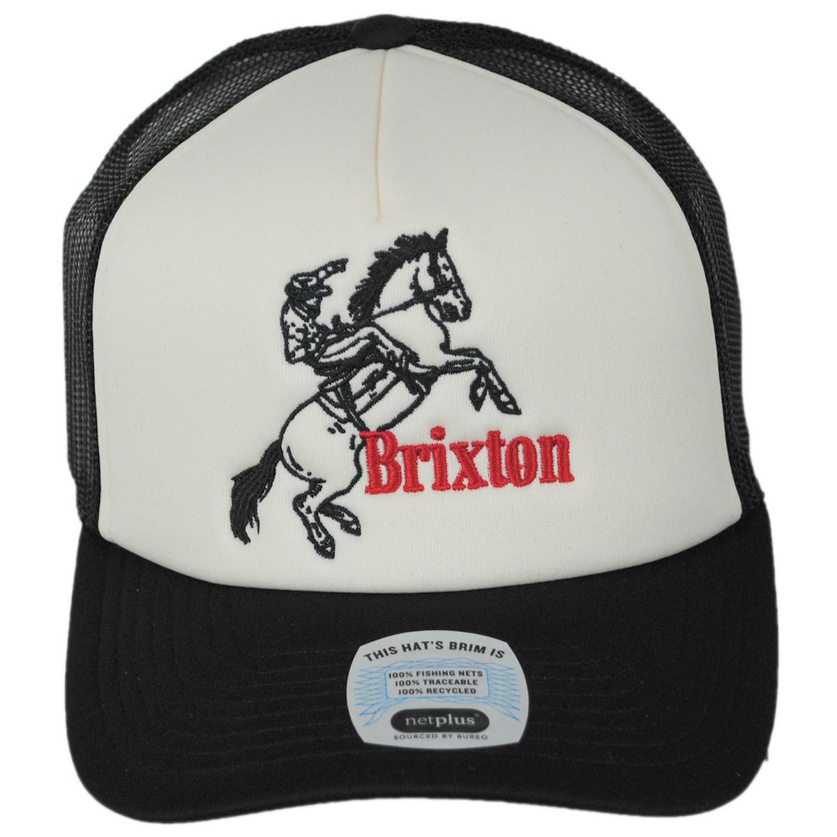 BRIXTON HATS | Ranching Club Mesh Trucker Snapback Baseball Cap | 201886 | front | BLACK/OFF WHITE