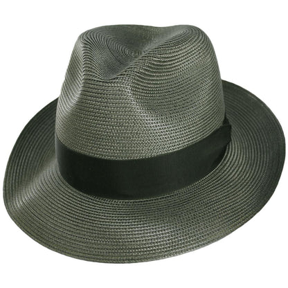 Dobbs | Rosebud Florentine Milan Poly Straw Fedora Hat | 127013 | lead | OLIVE