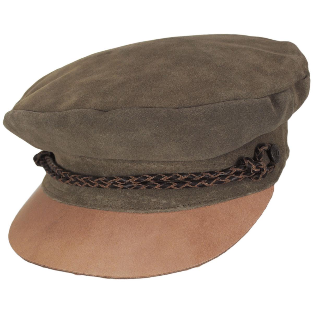 BRIXTON HATS | Kayla Leather Suede Fiddler Cap | 107412 | lead | TAN/BROWN