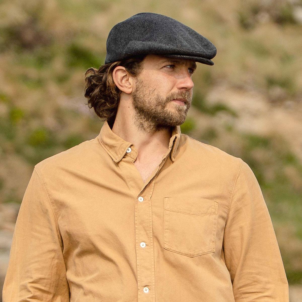 Jaxon Hats | Large Herringbone Wool Blend Ivy Cap | 167759 | lsmtwo | CHARCOAL
