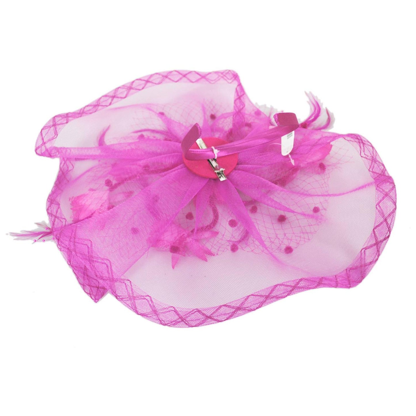 Sophia | Floral Feathered Mesh Fascinator Hat | 122906 | under | FUCHSIA