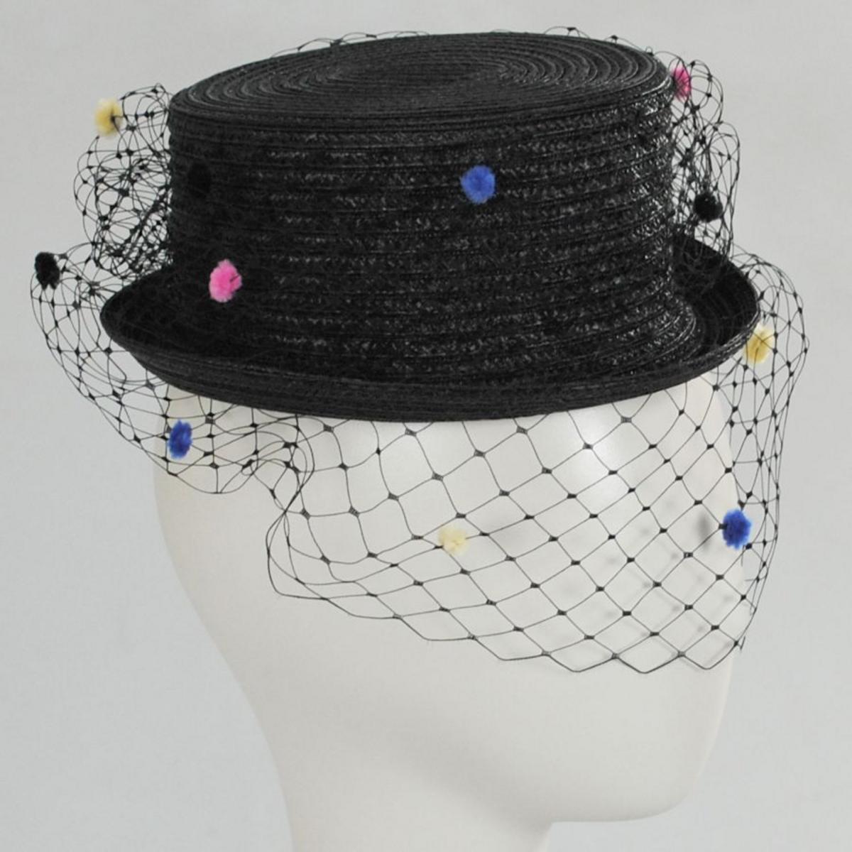 Giovannio | Hattie Veiled Mini Top Hat | 122623 | profile | BLACK