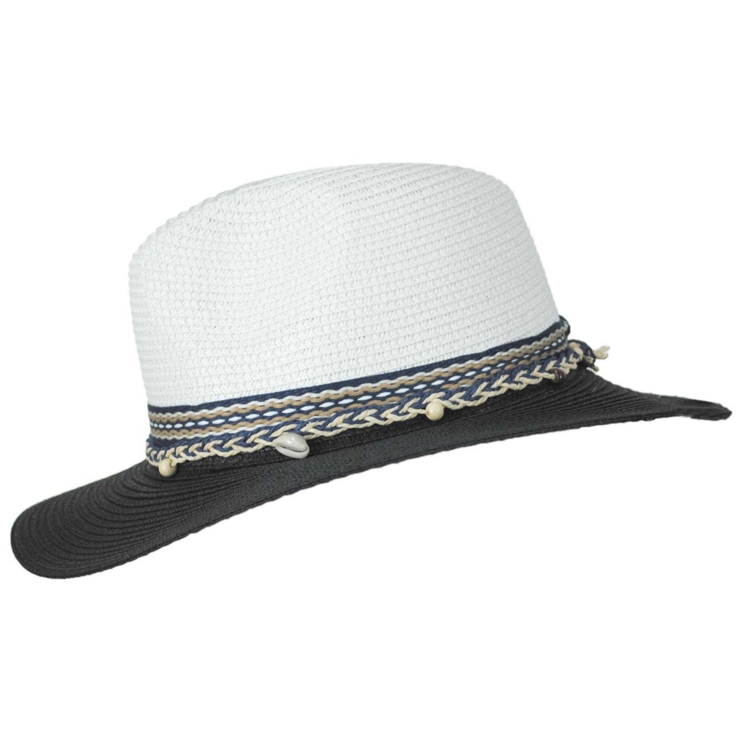 Jeanne Simmons | Two Tone Toyo Straw Fedora Hat | 101821 | profile | BLACK