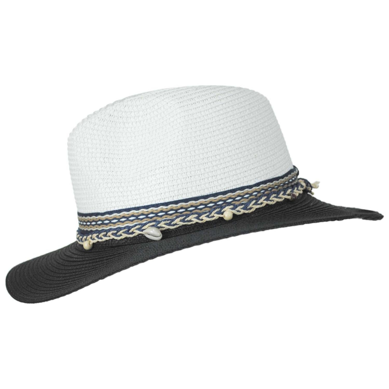 Jeanne Simmons | Two Tone Toyo Straw Fedora Hat | 101821 | profile | BLACK