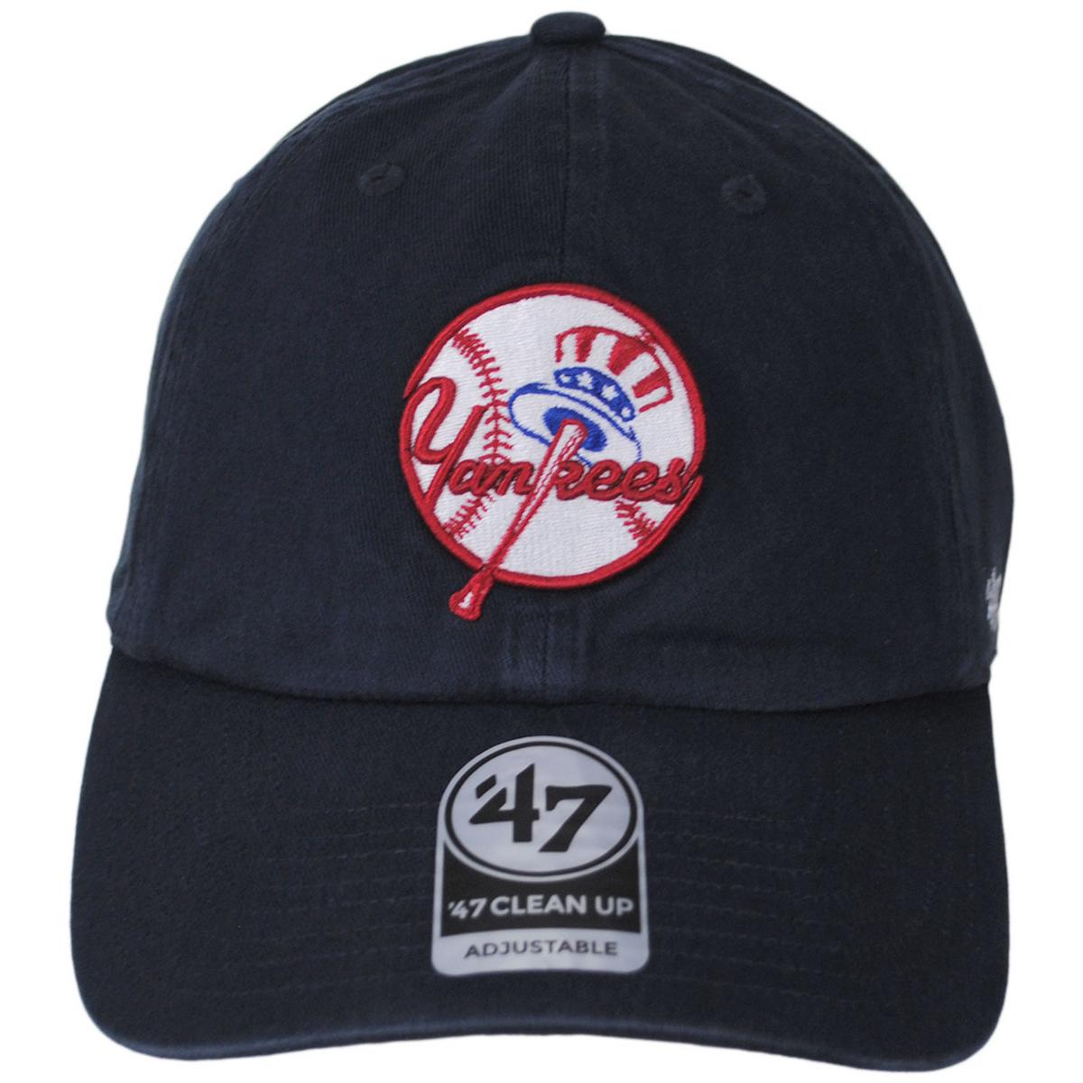 47 Brand | New York Yankees MLB Clean Up Strapback Baseball Cap Dad Hat | 203142 | front | NAVY