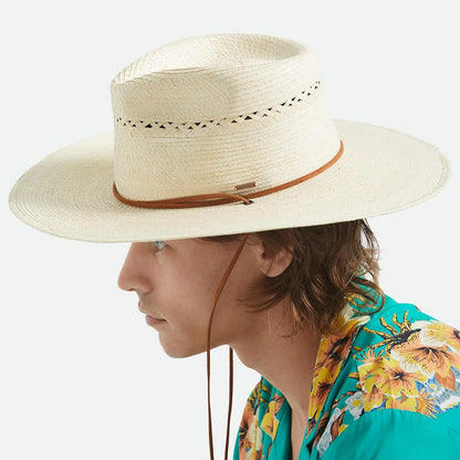 BRIXTON HATS | Beck Palm Straw Rancher Fedora Hat | 128367 | lsfone | NATURAL