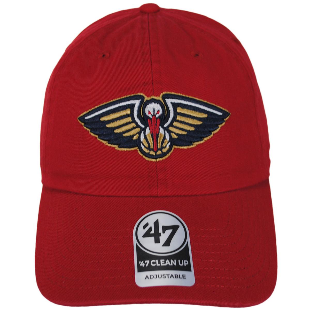 47 Brand | New Orleans Pelicans NBA Clean Up Strapback Baseball Cap Dad Hat | 204150 | front | RED