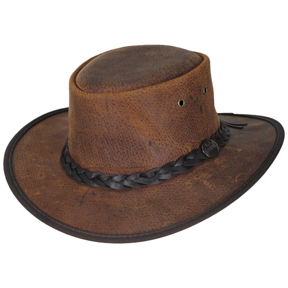 Barmah | Boar Leather Foldaway Drover Hat | 400906 | lead | WHISKEY
