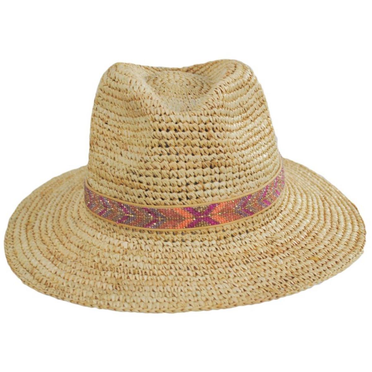 NIKKI BEACH | Alexis Raffia Crochet Fedora Hat | 102739 | front | NATURAL