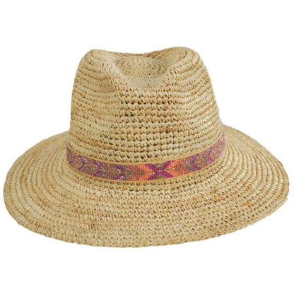 NIKKI BEACH | Alexis Raffia Crochet Fedora Hat | 102739 | front | NATURAL