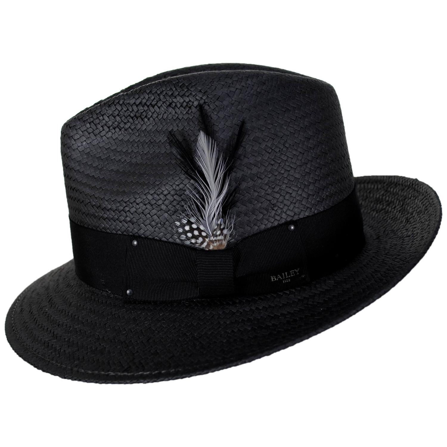 Bailey 1922 | Blixen Sun Raindura Straw Fedora Hat | 127936 | profile | BLACK