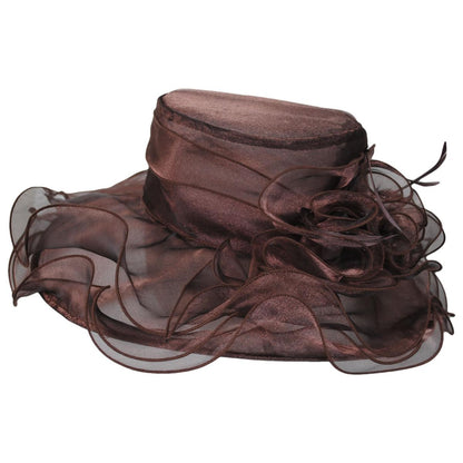 Jeanne Simmons | Iridescent Organza Boater Hat | 120739 | profile | BROWN