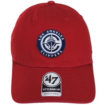 47 Brand | Los Angeles Clippers NBA Clean Up Strapback Baseball Cap Dad Hat II | 204120A | front | RED