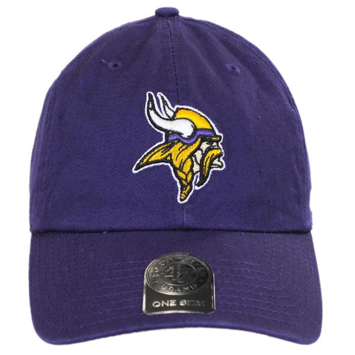 47 Brand | Minnesota Vikings NFL Clean Up Strapback Baseball Cap Dad Hat | 203790 | front | PURPLE
