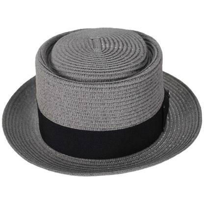 Jaxon Hats | Toyo Straw Braid Pork Pie Hat | 128501 | front | GREY