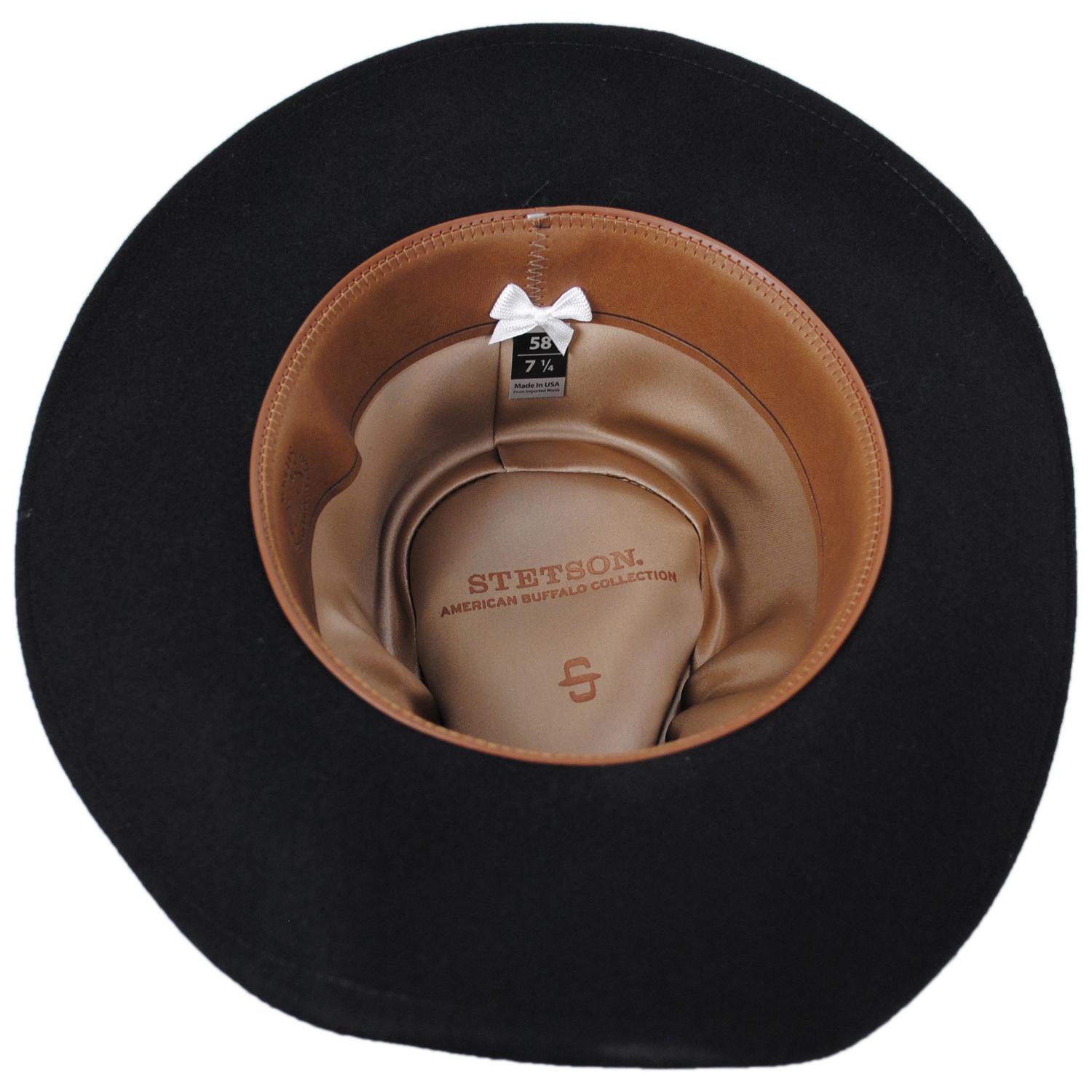 Stetson | Rawhide Buffalo Fur Felt Western Hat | 130626 | under | BLACK