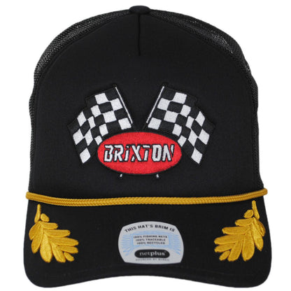 BRIXTON HATS | Podium Mesh Trucker Snapback Baseball Cap | 201888 | front | BLACK/BLACK