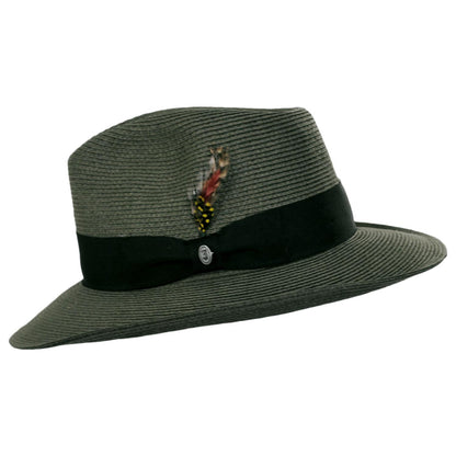 Jaxon Hats | Summer C-Crown Toyo Straw Fedora Hat | 129010 | profile | OLIVE GREEN