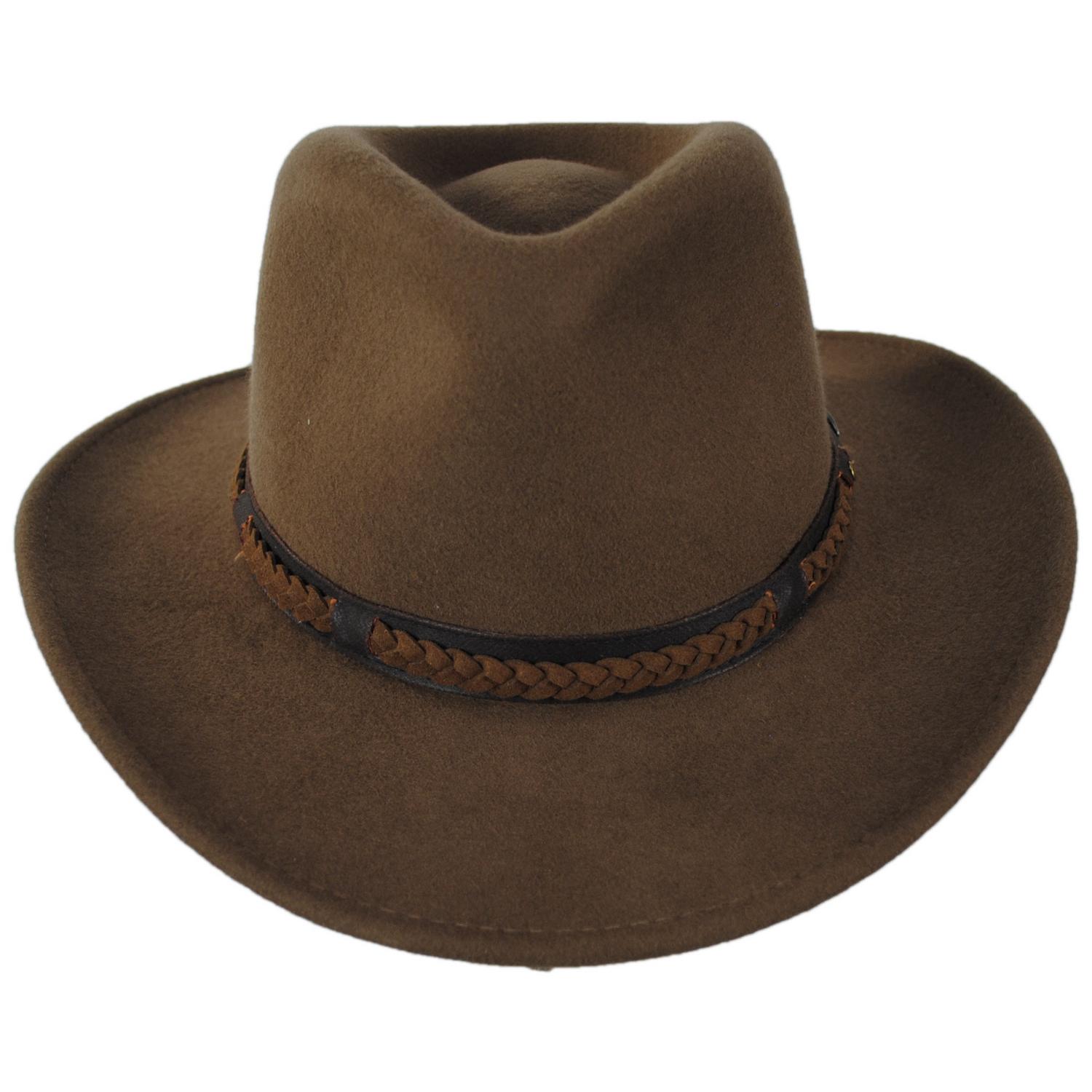 Scala | Sutherland Wool Felt Outback Hat | 130448 | front | PECAN