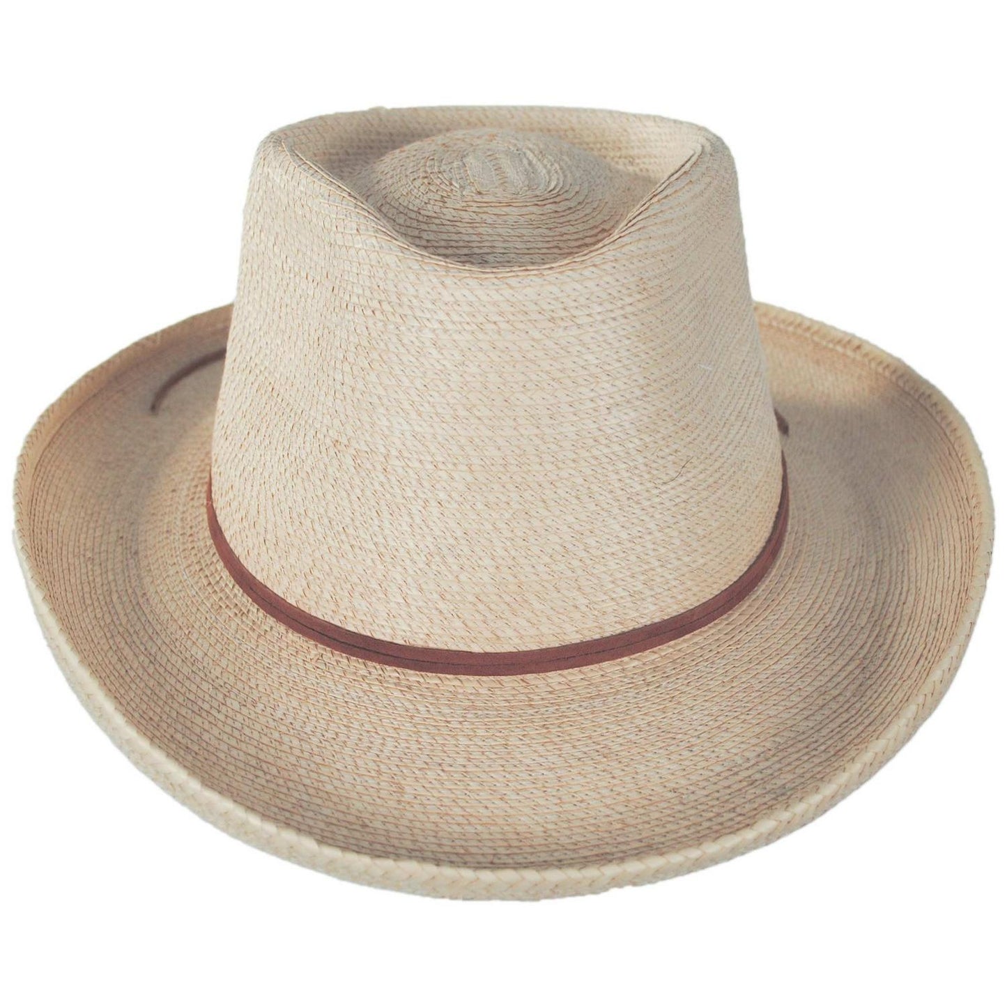 SunBody Hats | Outlaw Guatemalan Fine Palm Leaf Straw Hat | 128212 | front | NATURAL