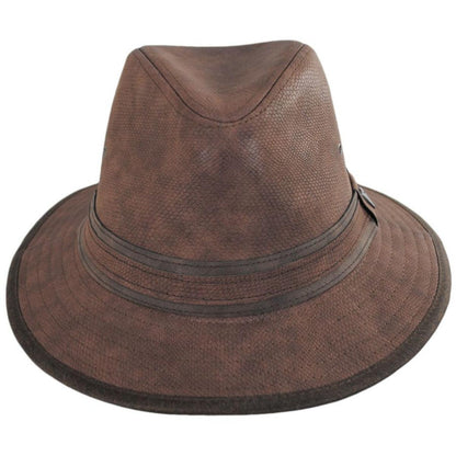 Dorfman Pacific | Cobra Vegan Leather Safari Fedora Hat | 400170 | front | BROWN