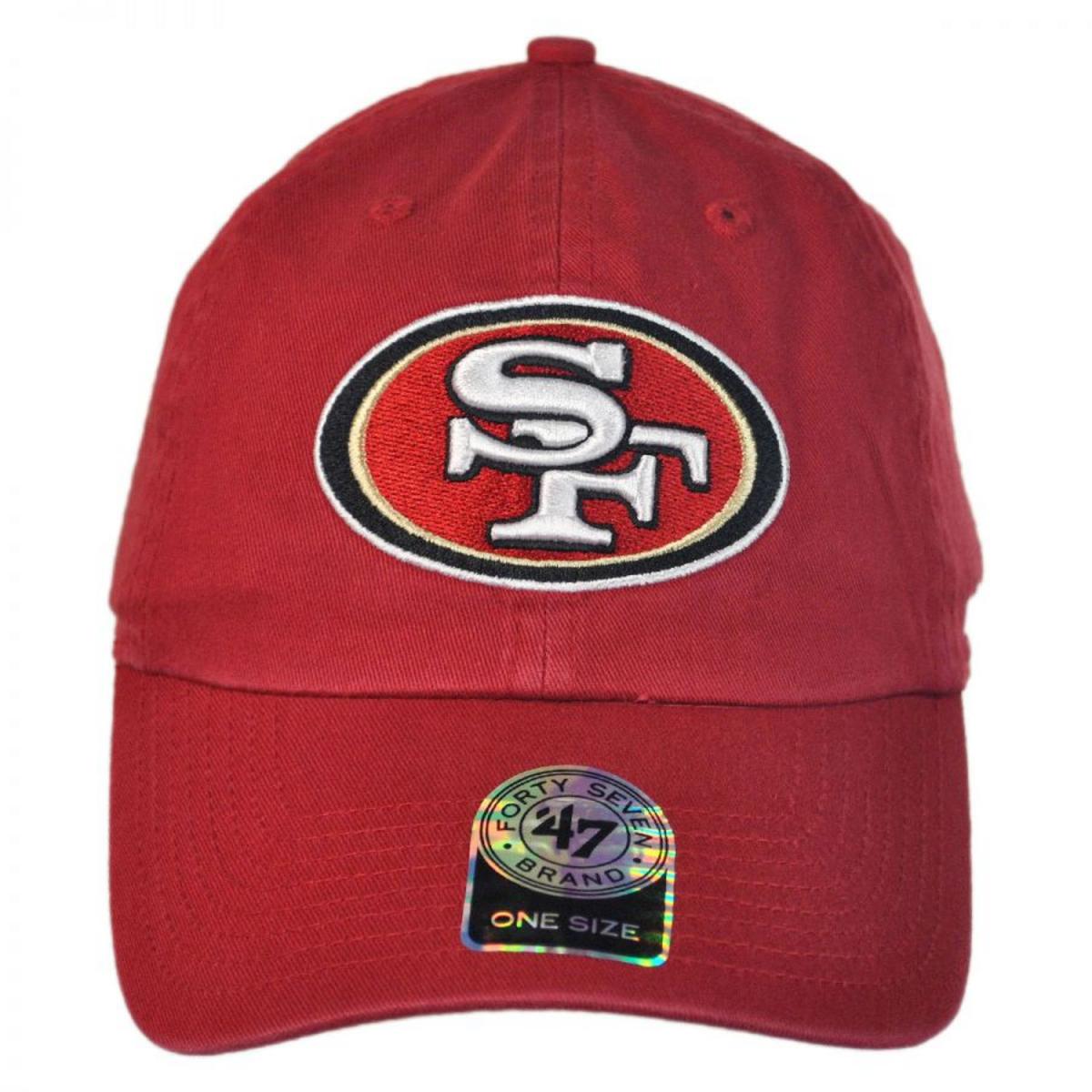 47 Brand | San Francisco 49ers NFL Clean Up Strapback Baseball Cap Dad Hat | 203780 | front | RED