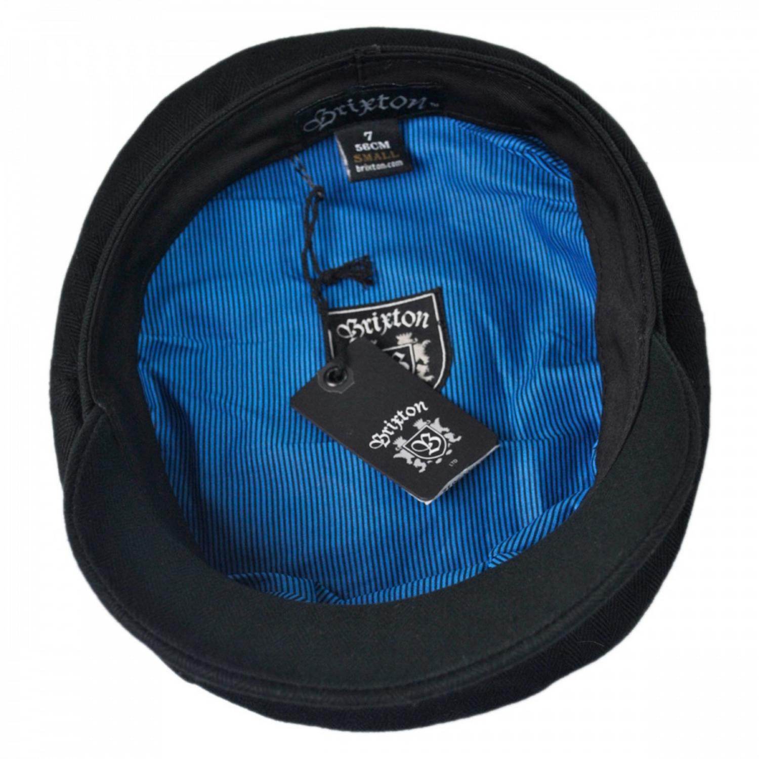 BRIXTON HATS | Herringbone Cotton Fiddler Cap | 181302 | under | BLACK