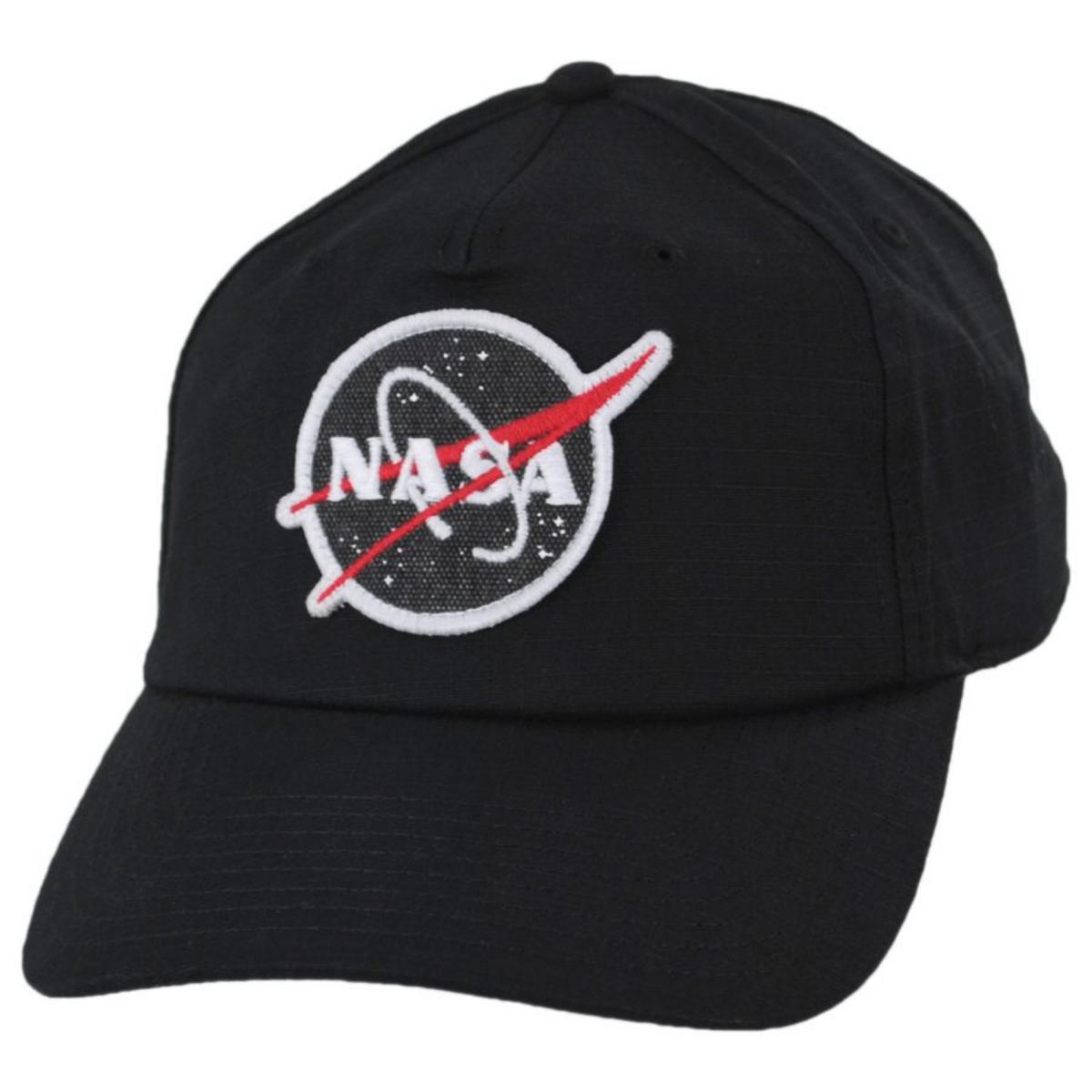 NASA | NASA Surplus Ripstop 5 Panel Mid Pro Cotton Snapback Baseball Cap | 210373 | lead | BLACK